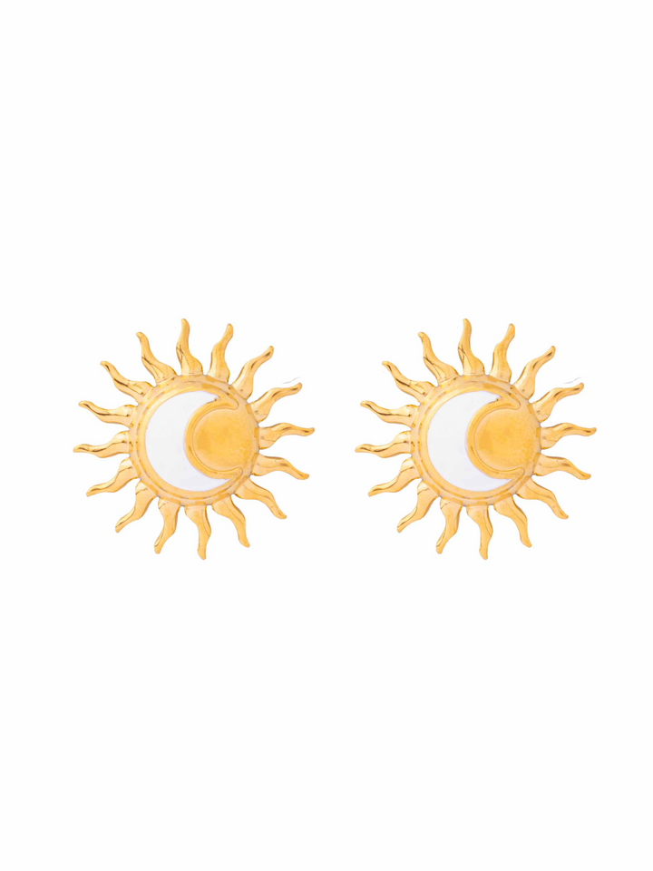 Par Arete Sol Con Luna Blanca