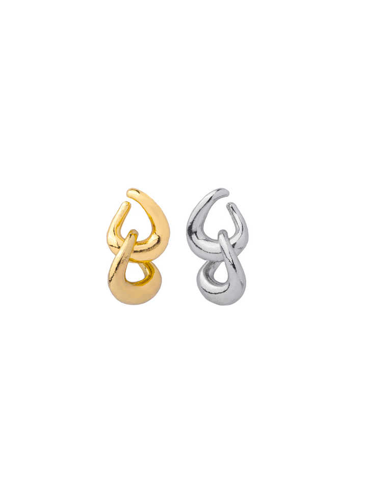 Par Arete Dorado y Plateado Irregular Con Dije 2 en 1