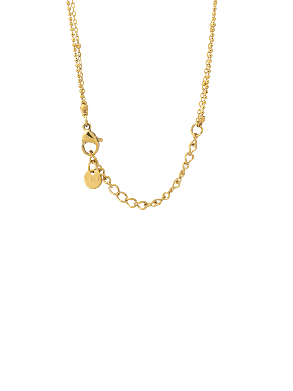 Collar Doble Bolitas Con Dije Rectangular