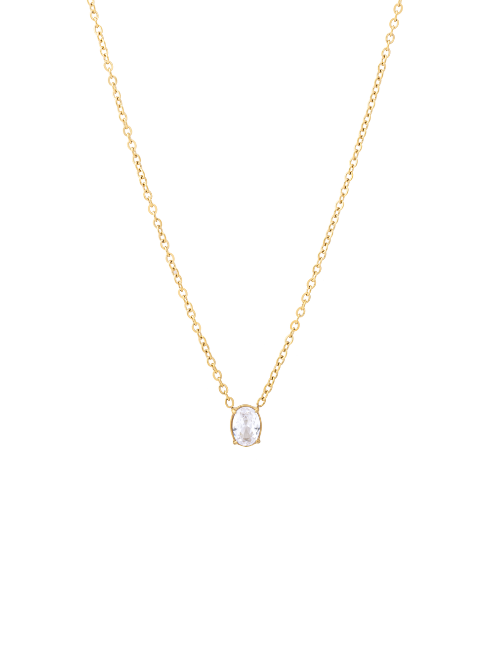 Collar Con Dije Ovalado Zirconia