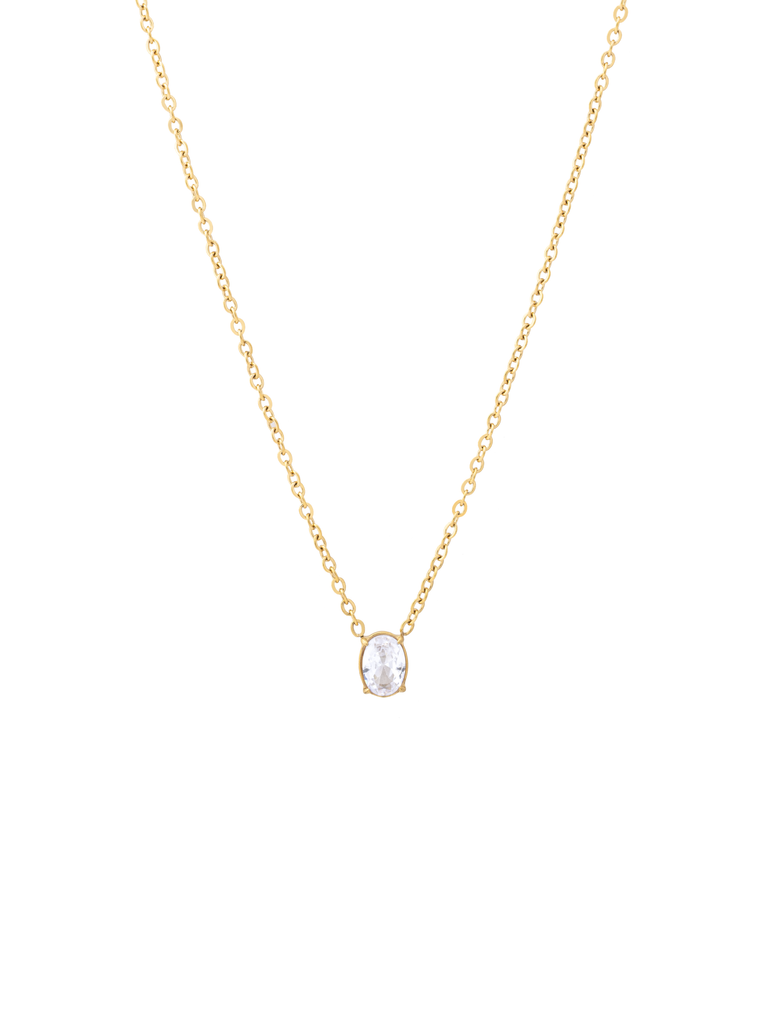 Collar Con Dije Ovalado Zirconia