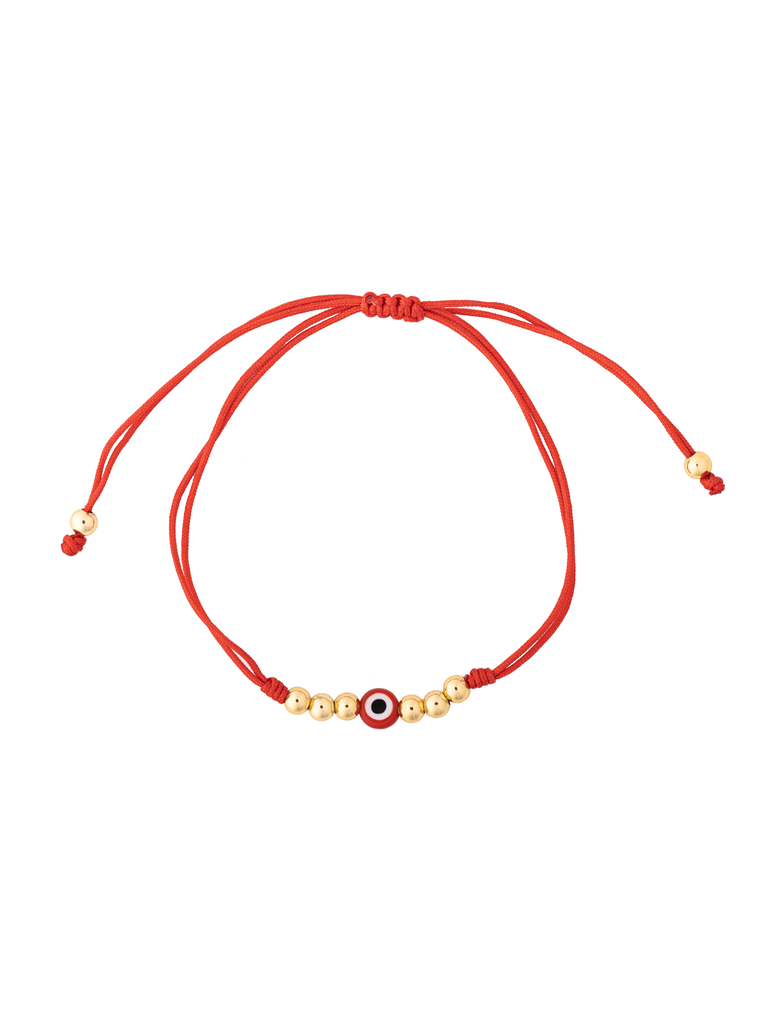 Pulsera Hilo Rojo Con Ojo y Bolitas