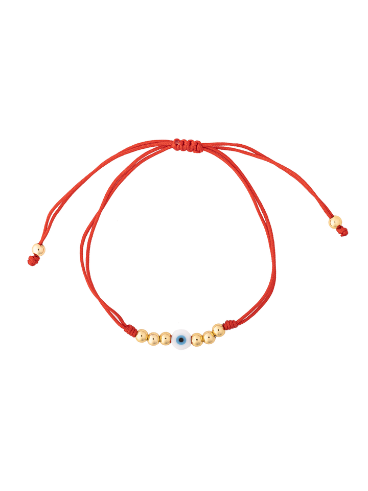 Pulsera Hilo Rojo Con Ojo y Bolitas