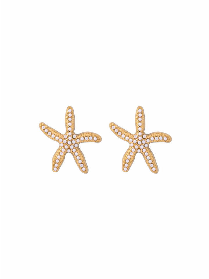 Par Arete Estrella De Mar Con Perlitas