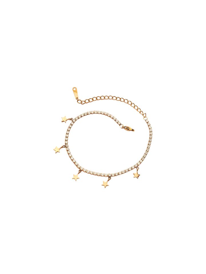 Pulsera Zirconias Con Estrellas Colgantes