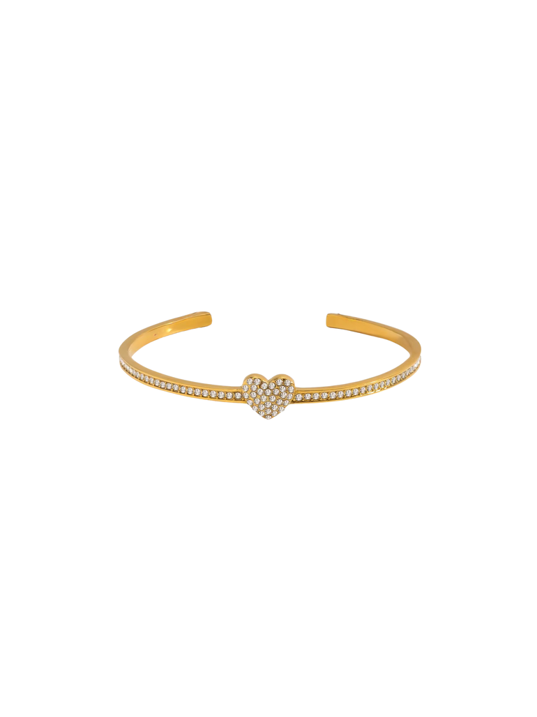 Brazalete Abierto Corazon Zirconias