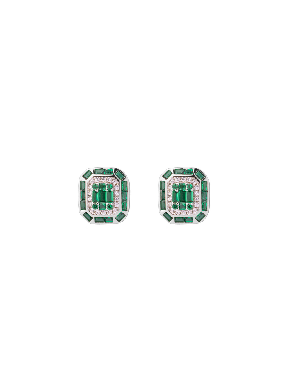 Par Arete Cuadrado Con Baguettes Colores