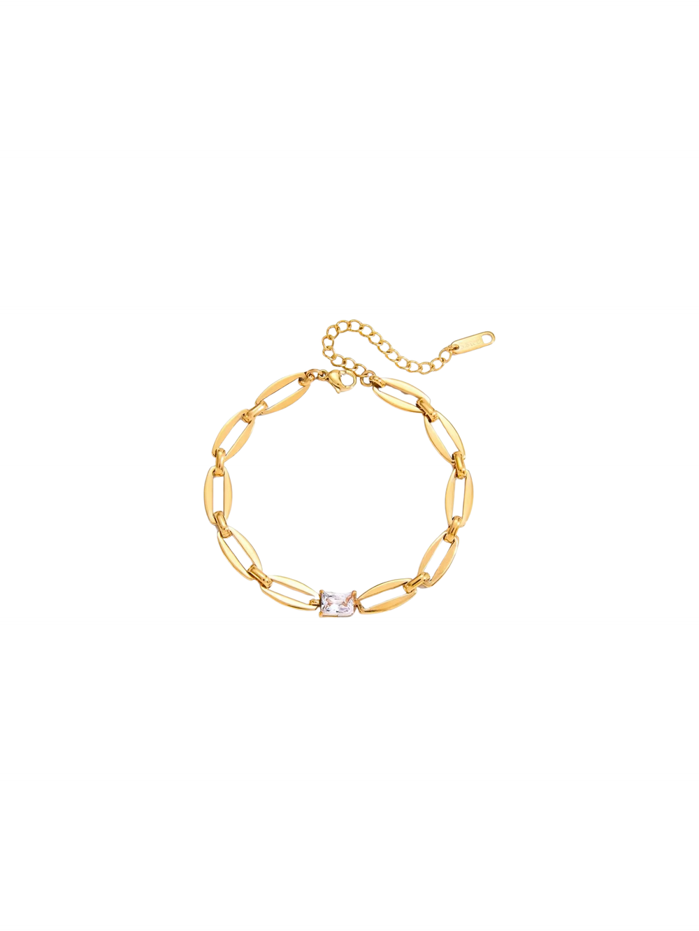 Pulsera Eslabon Con Zirconia Rectangular