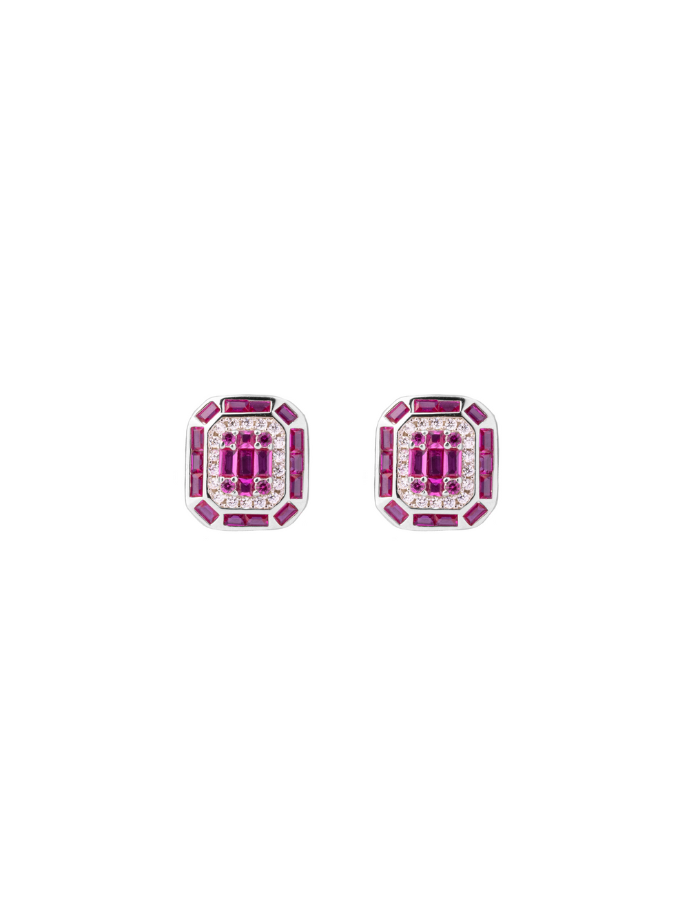Par Arete Cuadrado Con Baguettes Colores