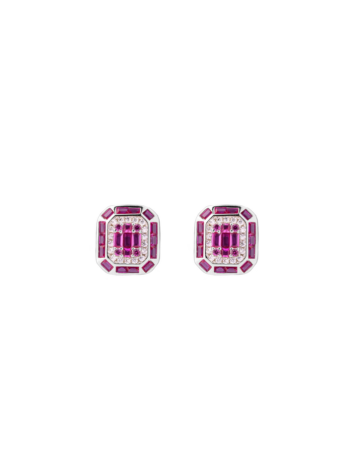 Par Arete Cuadrado Con Baguettes Colores