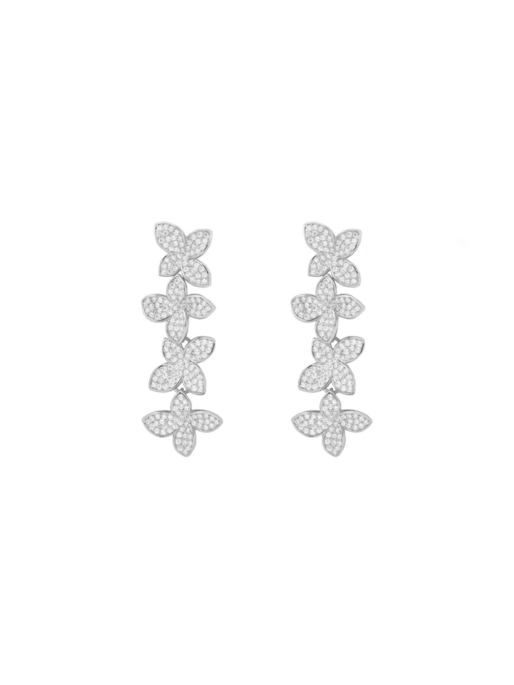 Par Arete Tira Flor Cuatro Petalos