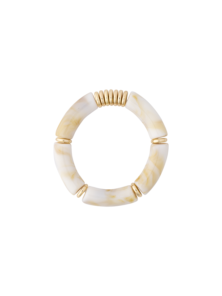 Pulsera Chunky Blanca Aros Dorados