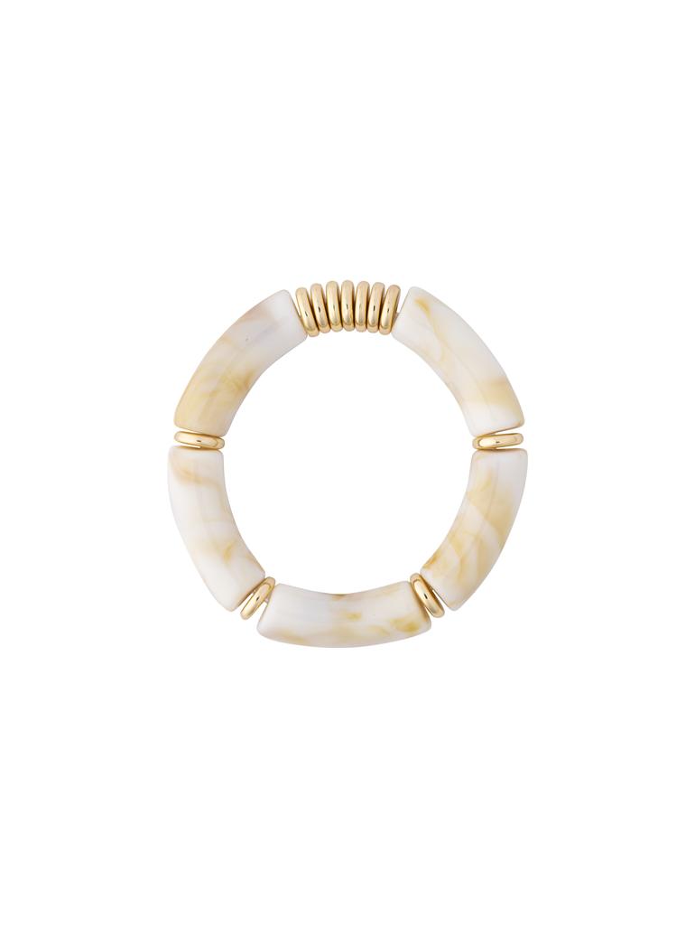 Pulsera Chunky Blanca Aros Dorados