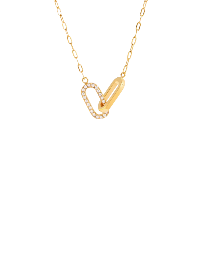 Collar Eslabones Entrelazados Liso Y Con Zirconias