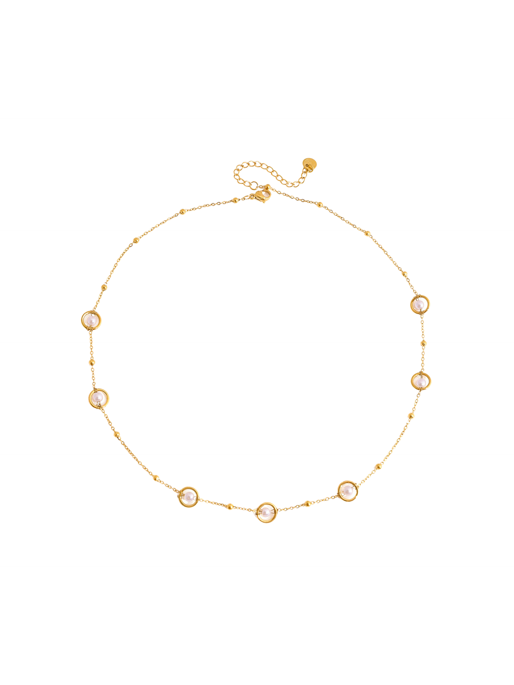 Collar Con Circulos Y Perlas