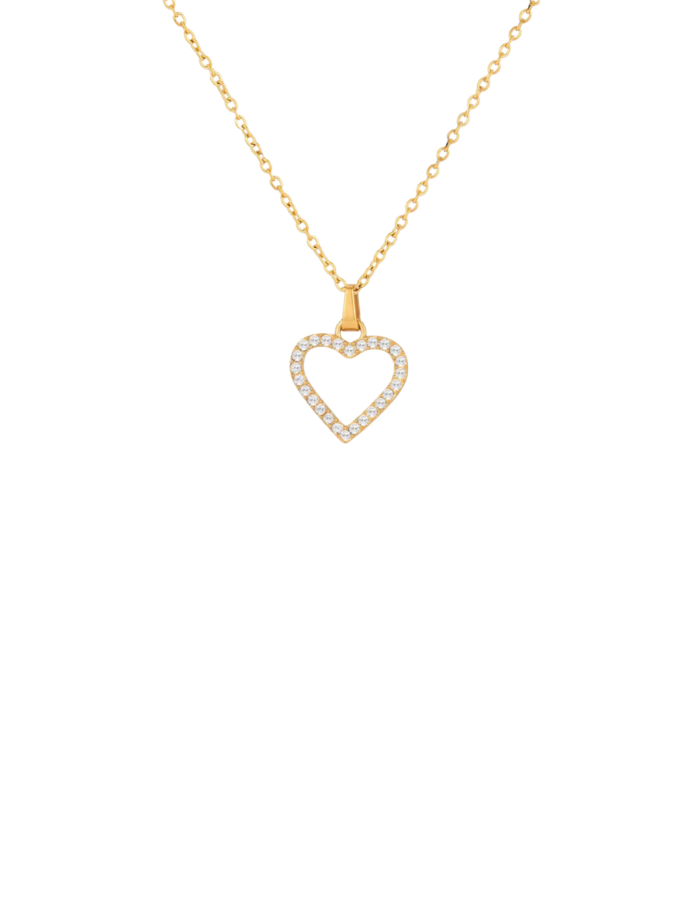 Collar Con Contorno Corazon Zirconias