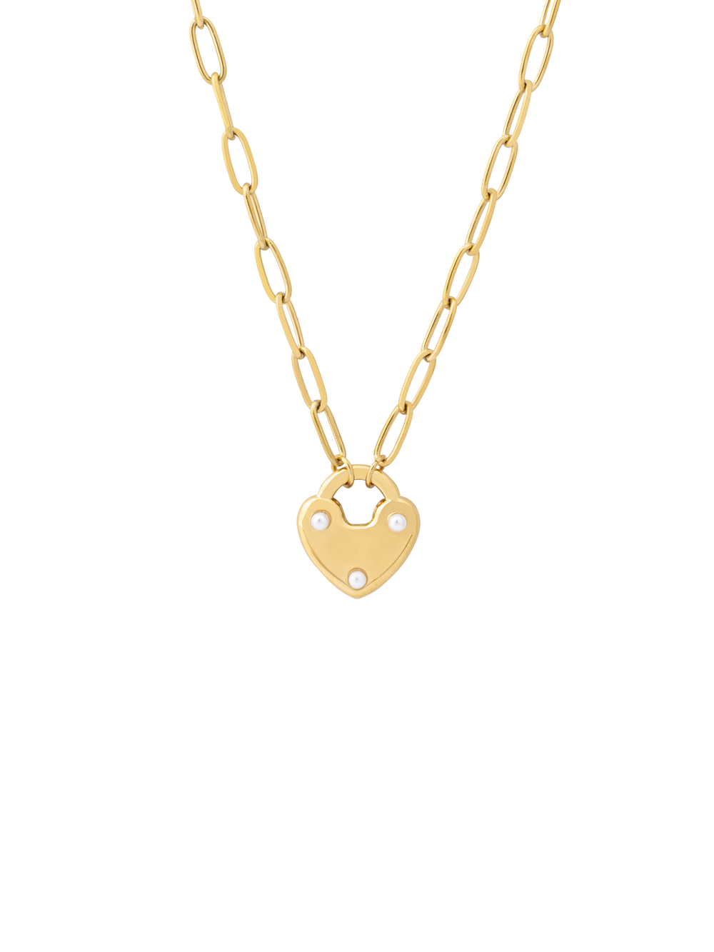 Collar Eslabones Dije Corazon Candado
