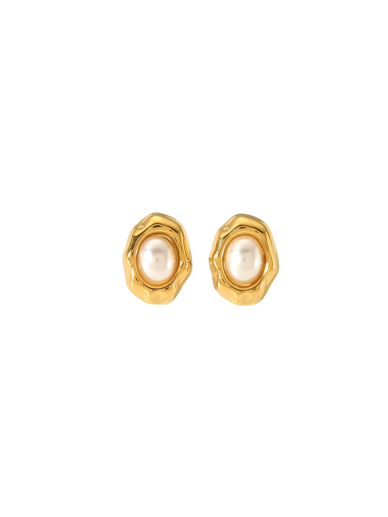 Par Arete Ovalado Irregular Con Perla