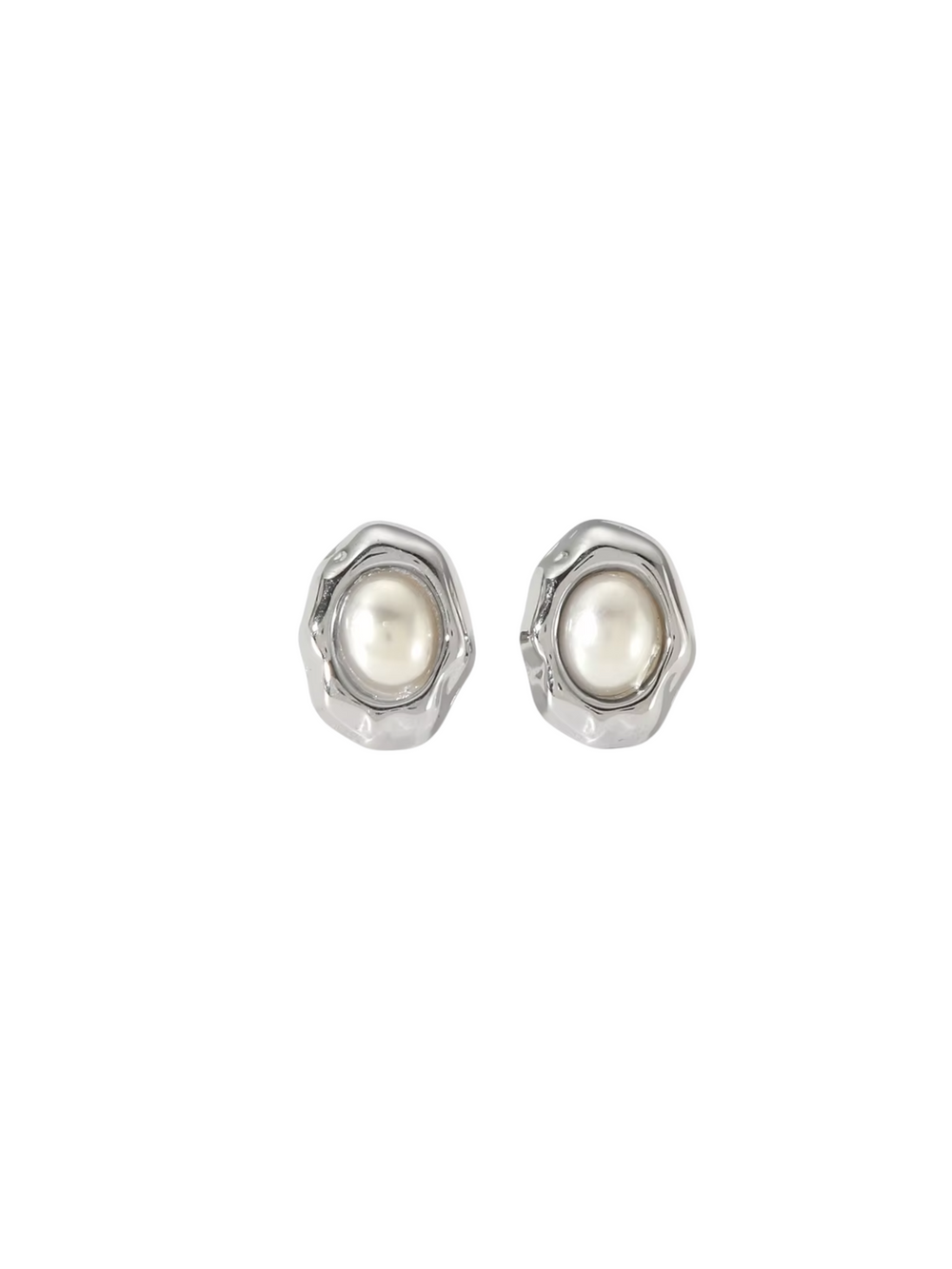 Par Arete Ovalado Irregular Con Perla