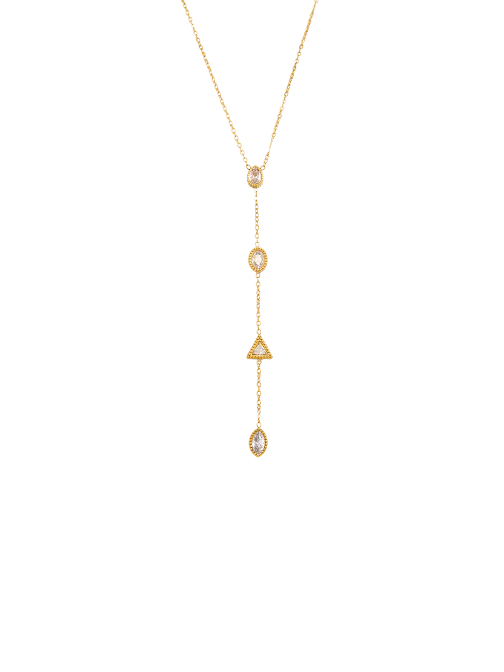 Collar Corbatin Con Zirconias Geometricas