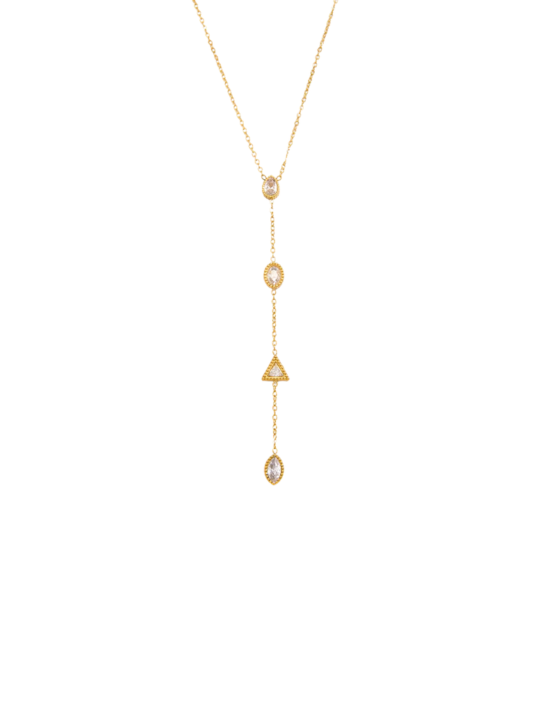 Collar Corbatin Con Zirconias Geometricas