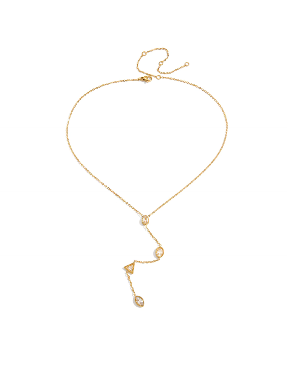 Collar Corbatin Con Zirconias Geometricas