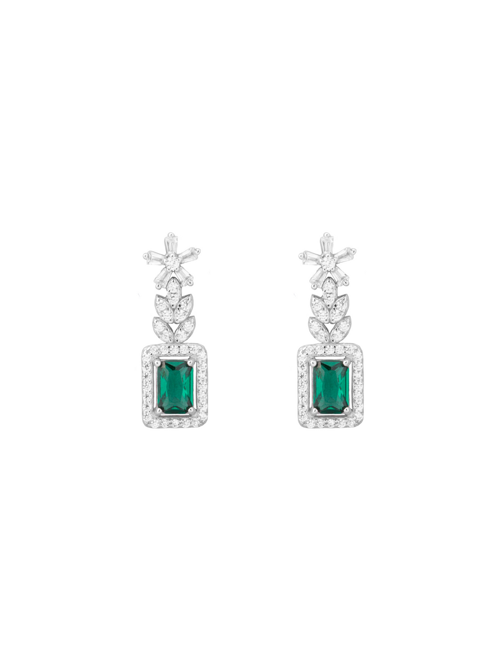 Par Arete Flor Petalos Con Rectangulo