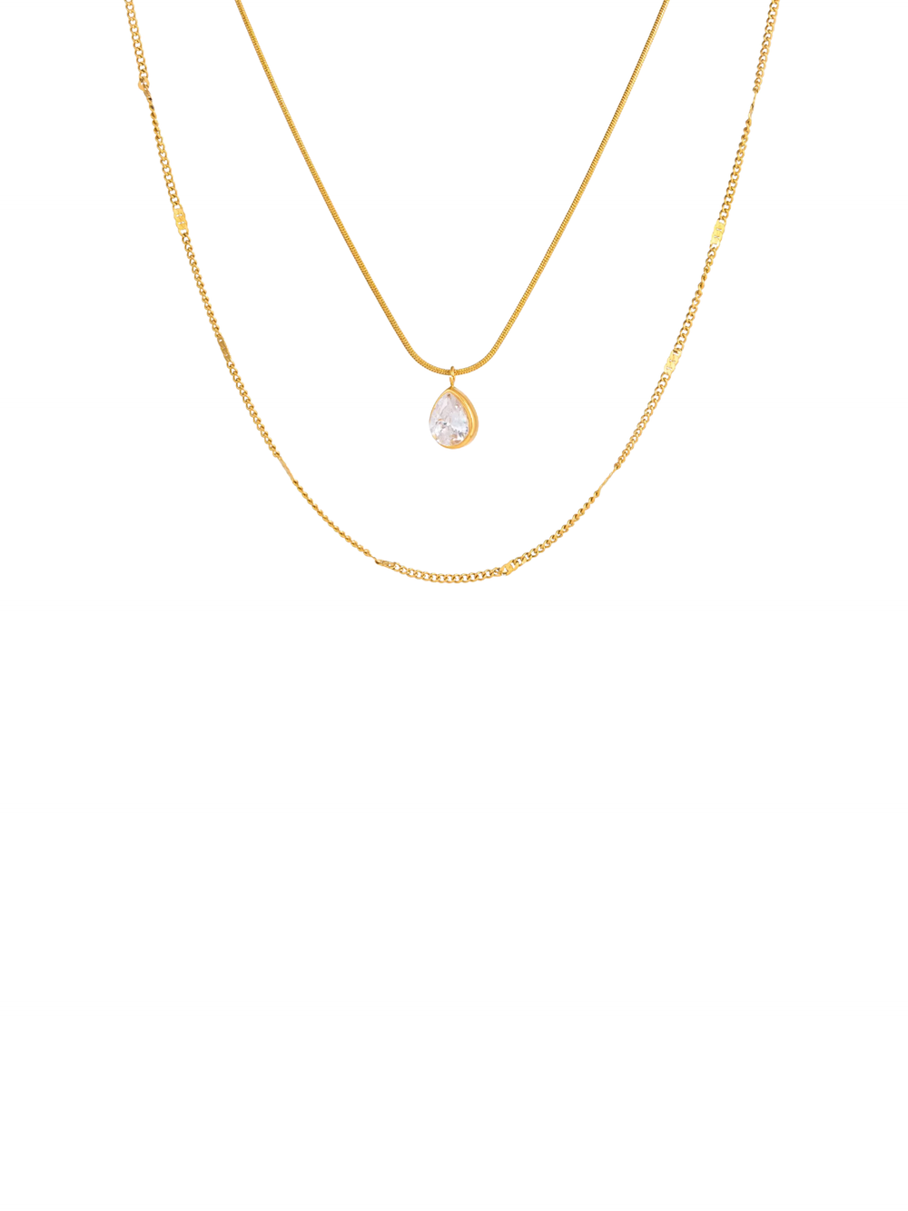 Collar Doble Con Dije Gota