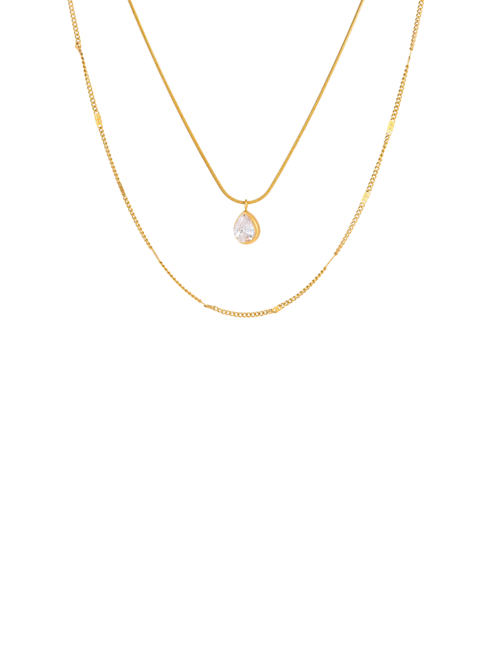 Collar Doble Con Dije Gota