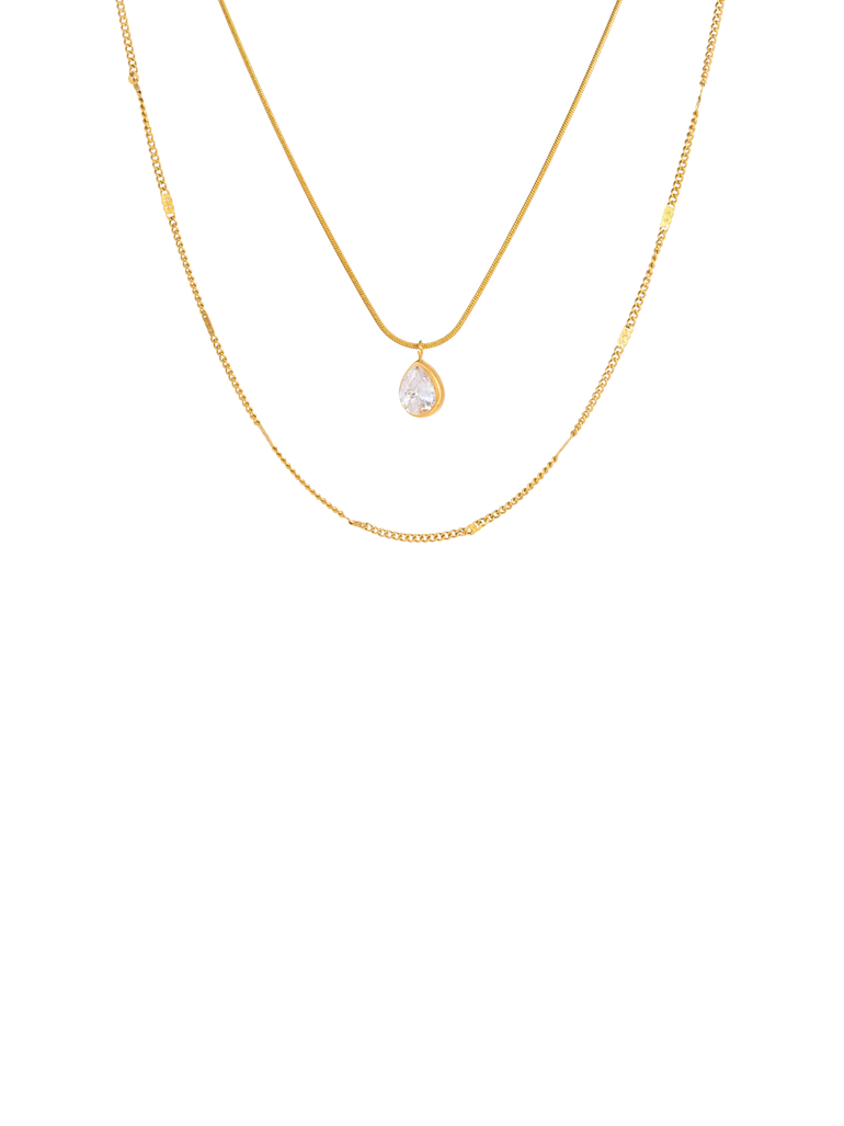 Collar Doble Con Dije Gota