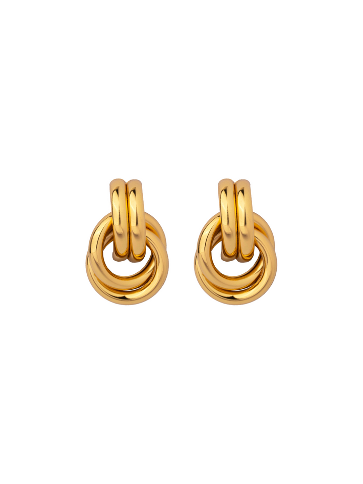 Par Arete Doble Linea y Circulo Enlazado