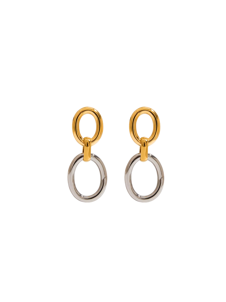 Par Arete Doble Ovalo Combinado