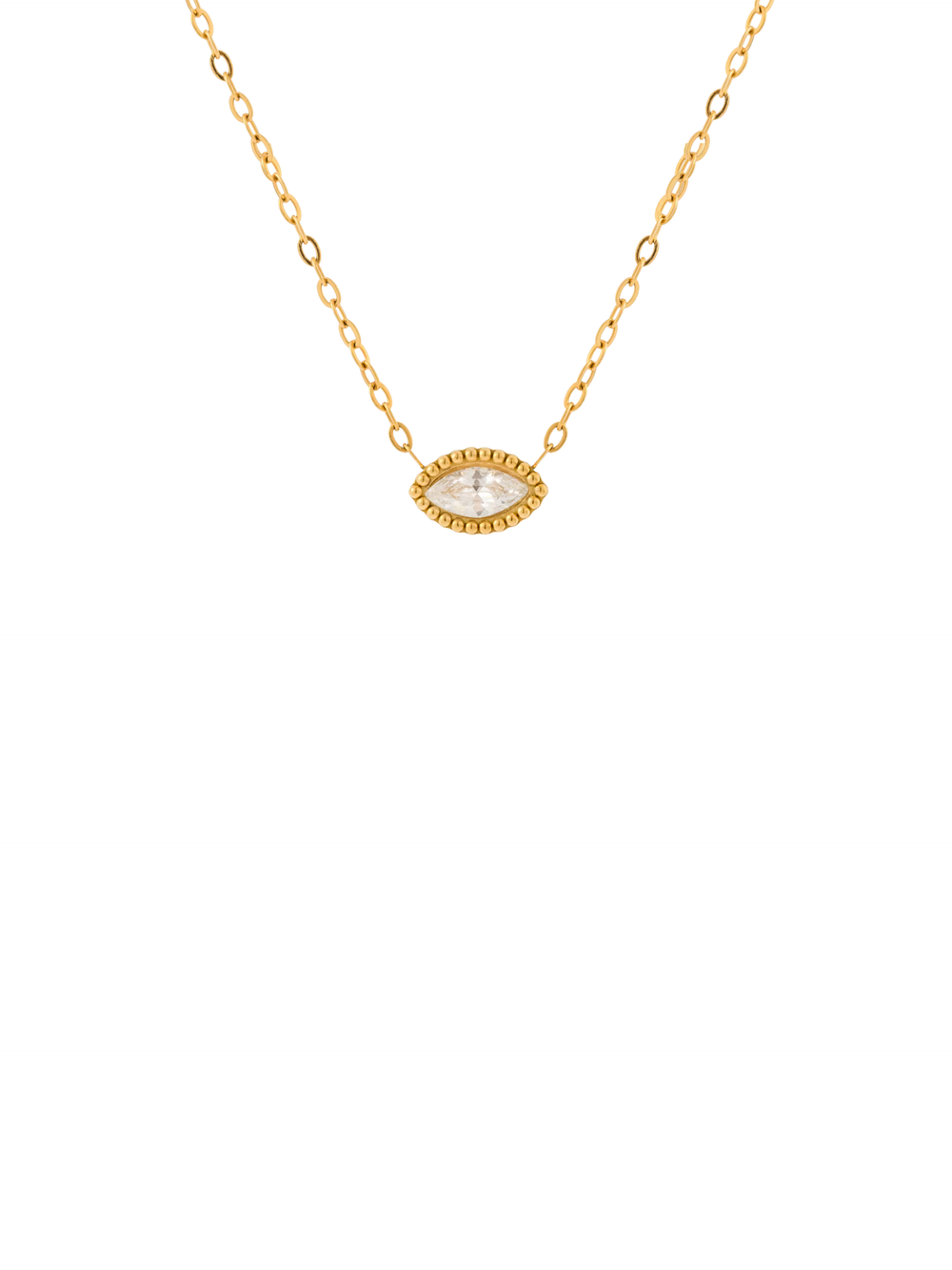Collar Con Dije Ovalado Zirconia