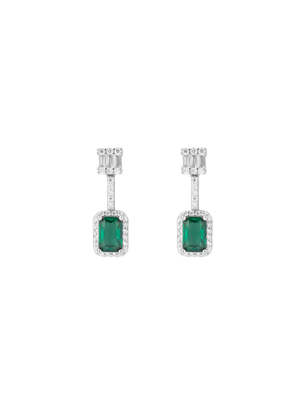 Par Arete Rectangulo Colgante Zirconias