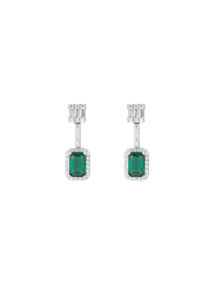 Par Arete Rectangulo Colgante Zirconias