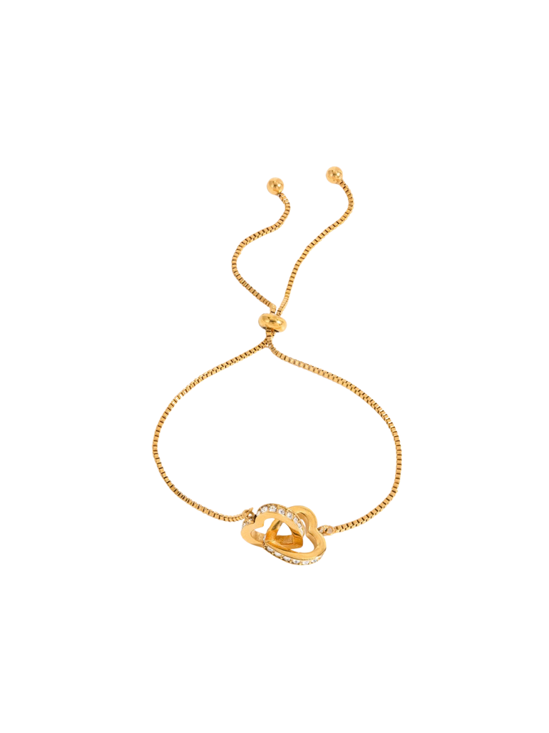 Pulsera Doble Corazon Enlazado Ajustable