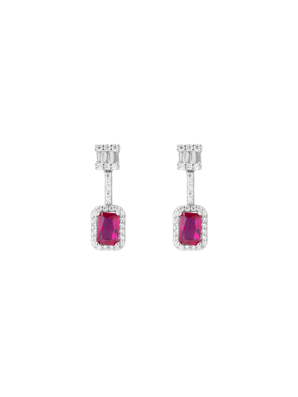 Par Arete Rectangulo Colgante Zirconias