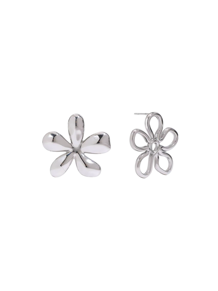 Par Arete Flor Plateado