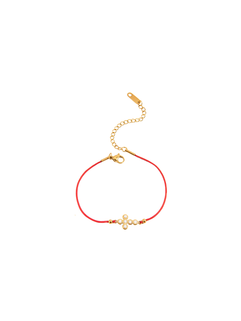 Pulsera Cordon Rojo Con Cruz