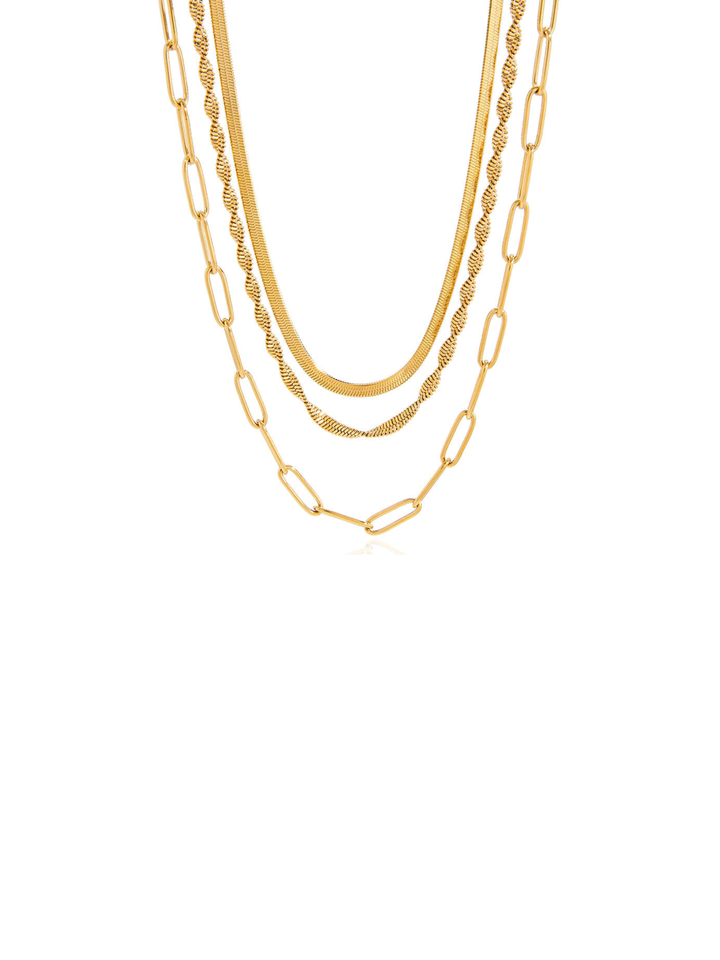 Collar Triple Eslabon Tipo Clip, Planchado y Torcido
