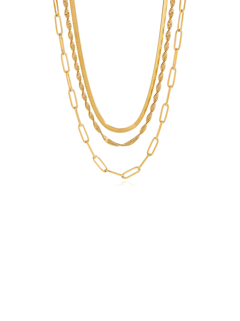 Collar Triple Eslabon Tipo Clip, Planchado y Torcido