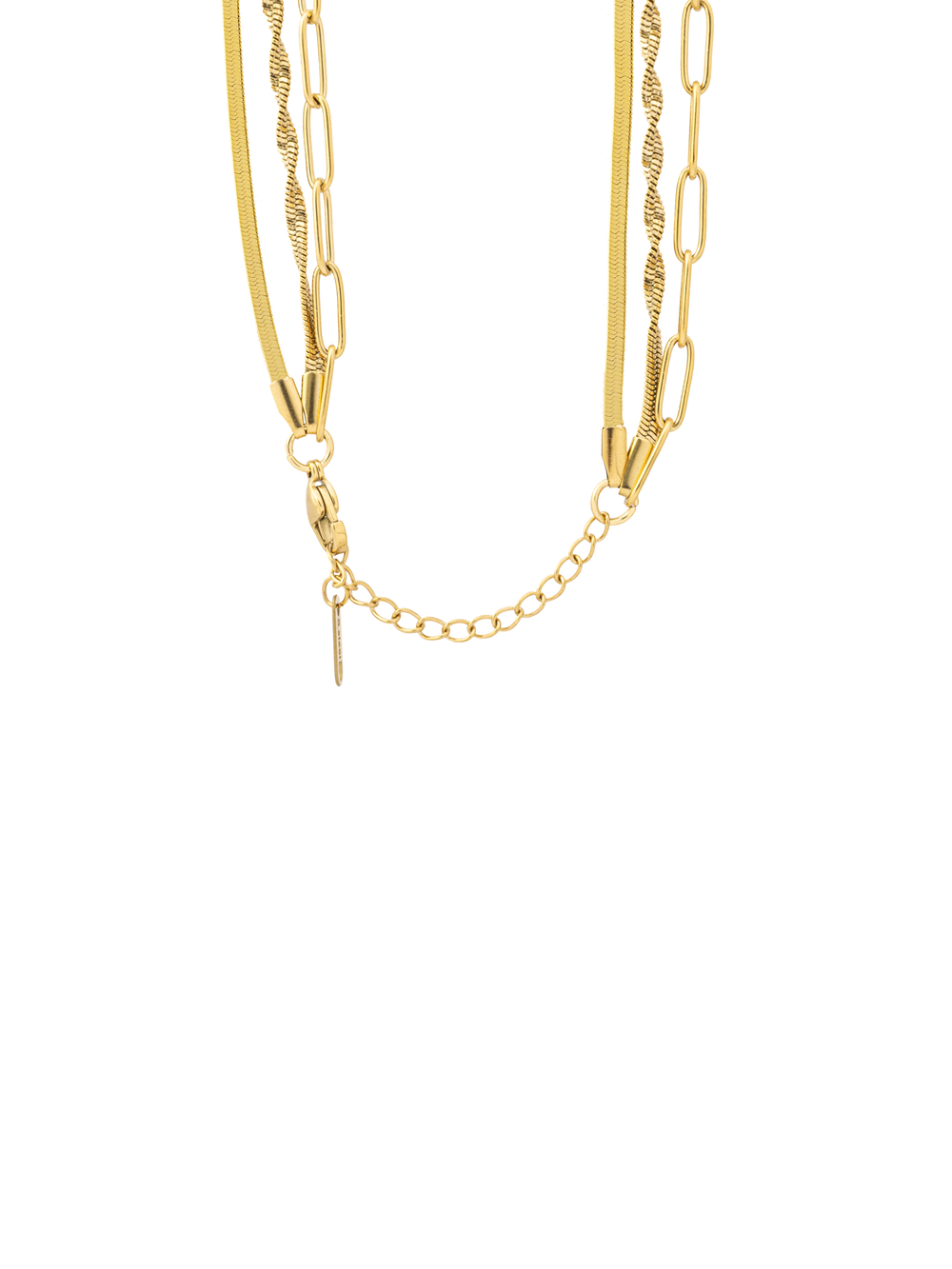 Collar Triple Eslabon Tipo Clip, Planchado y Torcido