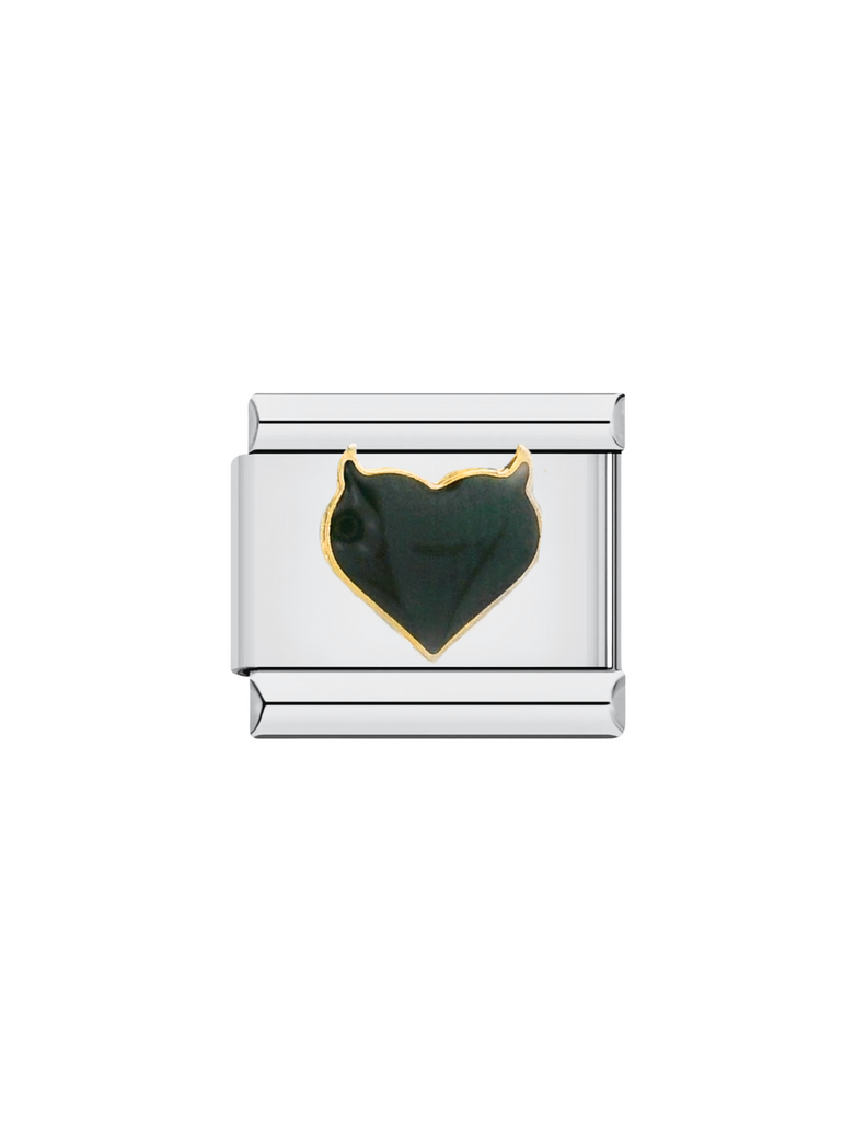 Charm Corazon Negro Con Cuernos