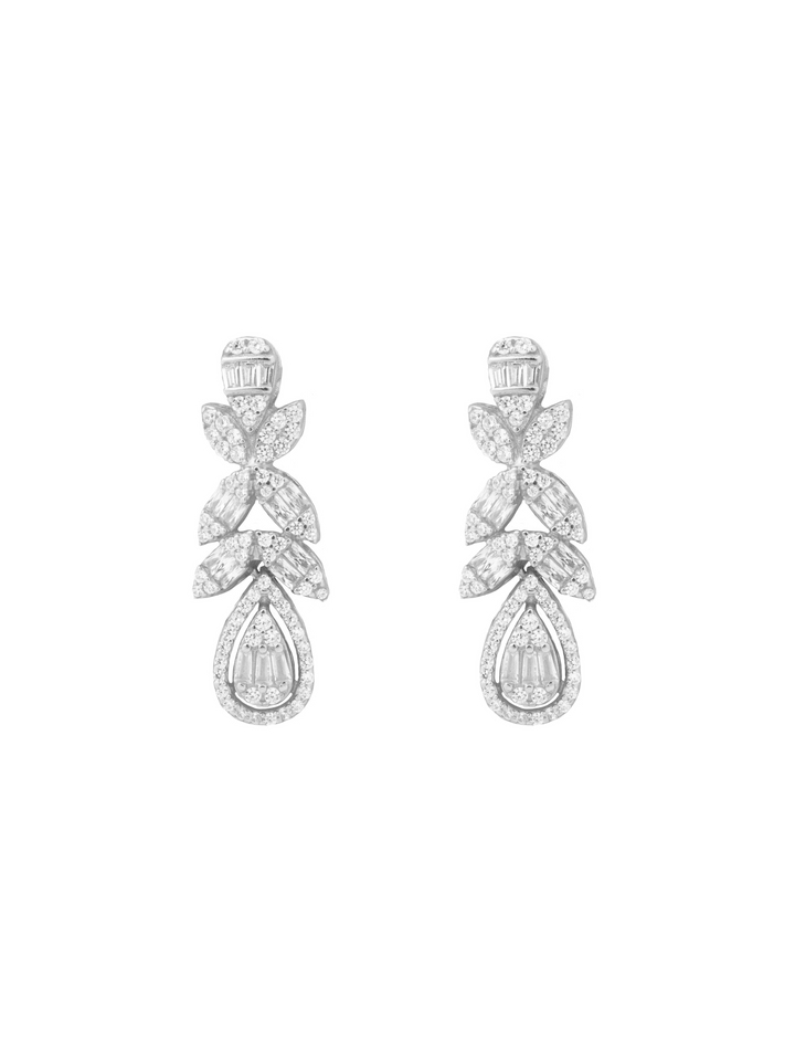 Par Arete Hojas Con Gota Invertida Zirconias