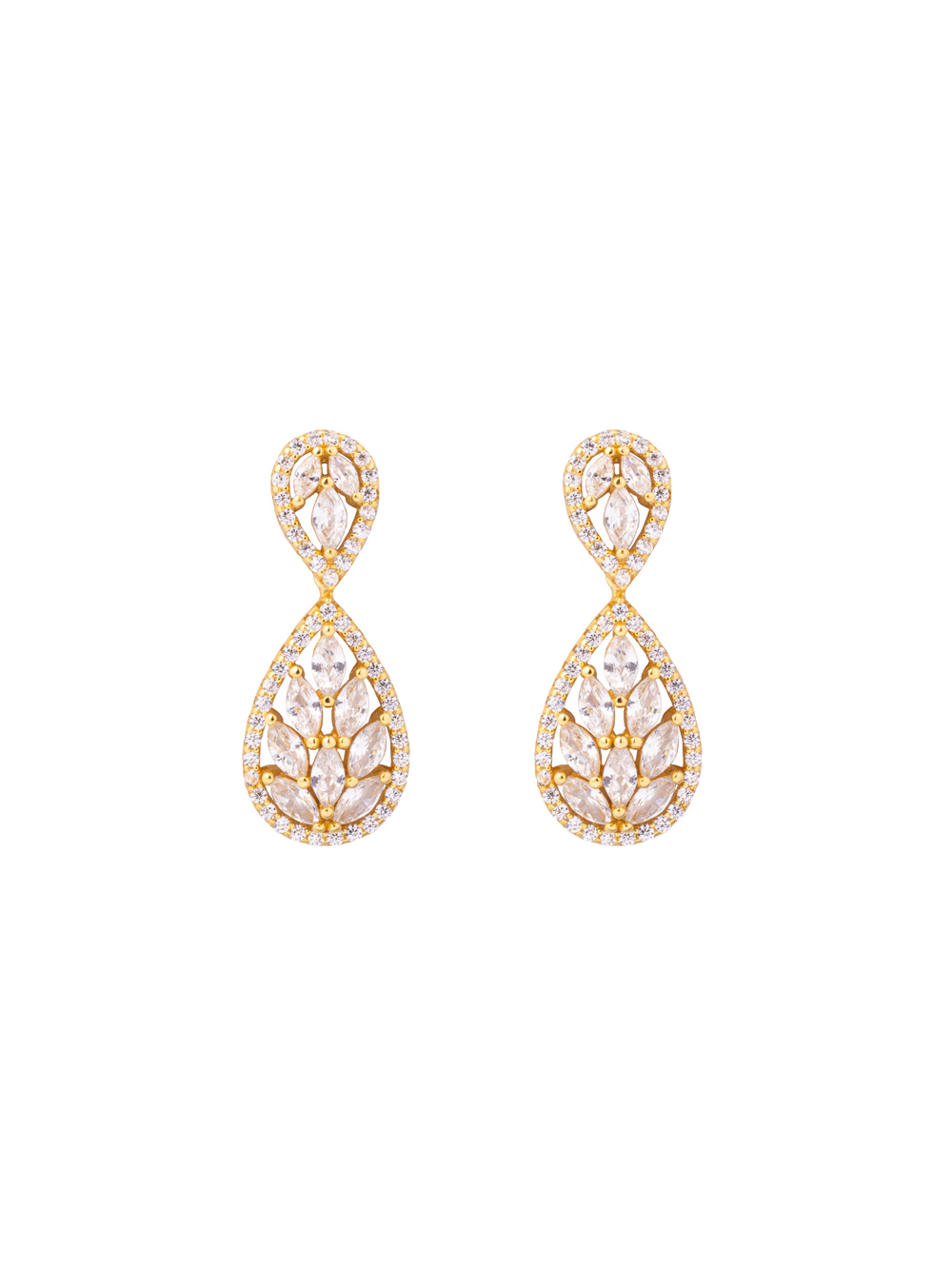 Par Arete Doble Gota y Pétalos Zirconias