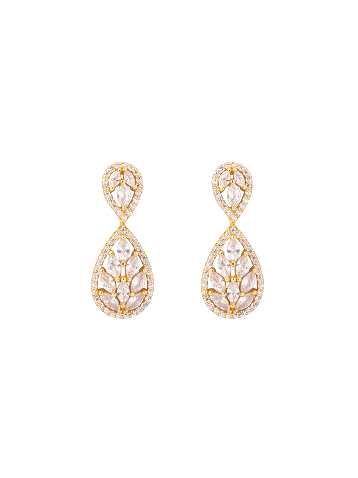 Par Arete Doble Gota y Pétalos Zirconias