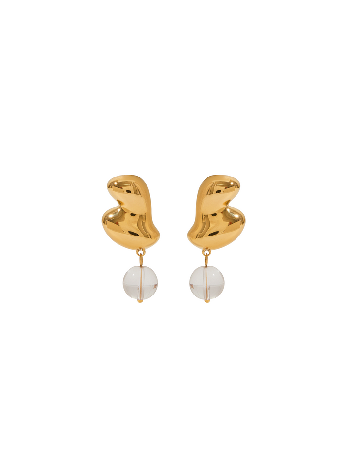 Par Arete Irregular Con Bolita Transparente