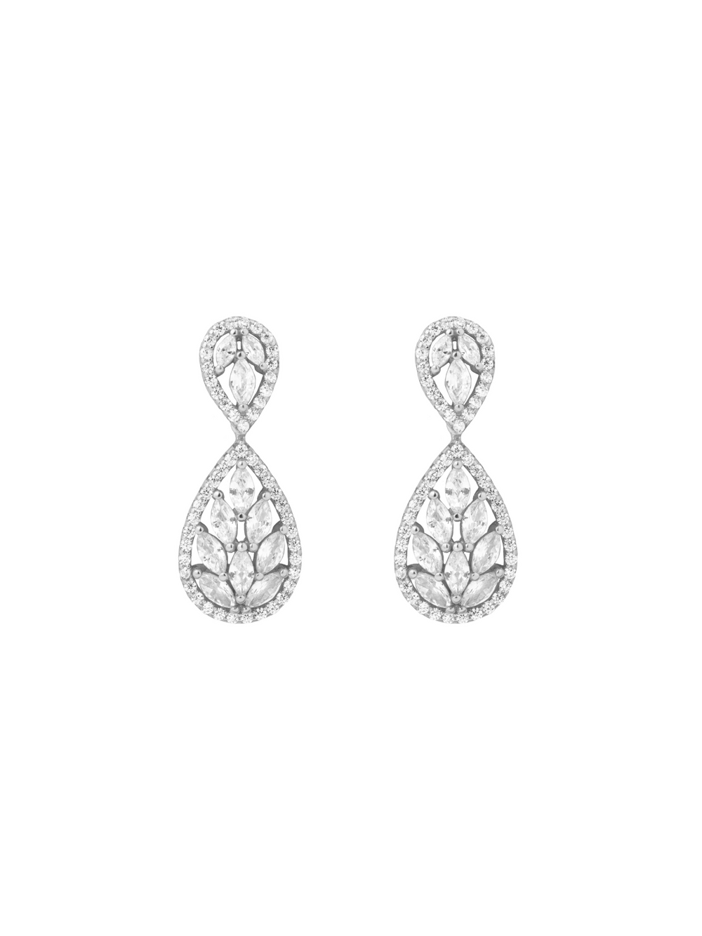 Par Arete Doble Gota y Pétalos Zirconias