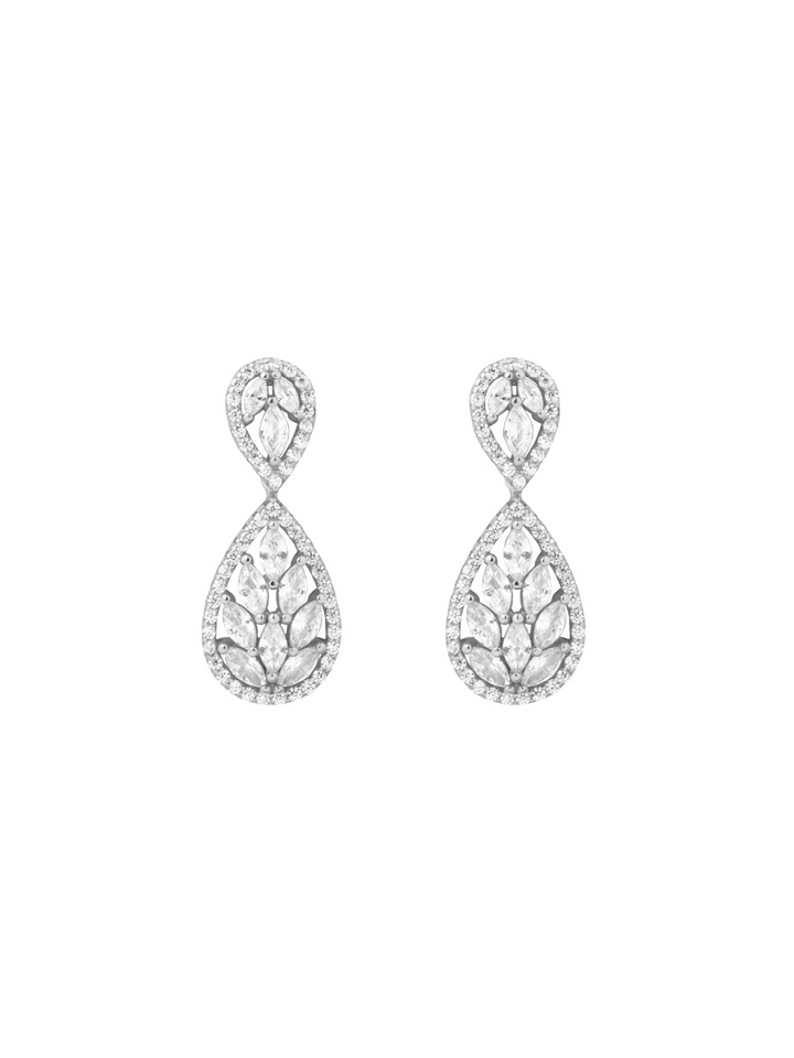 Par Arete Doble Gota y Pétalos Zirconias