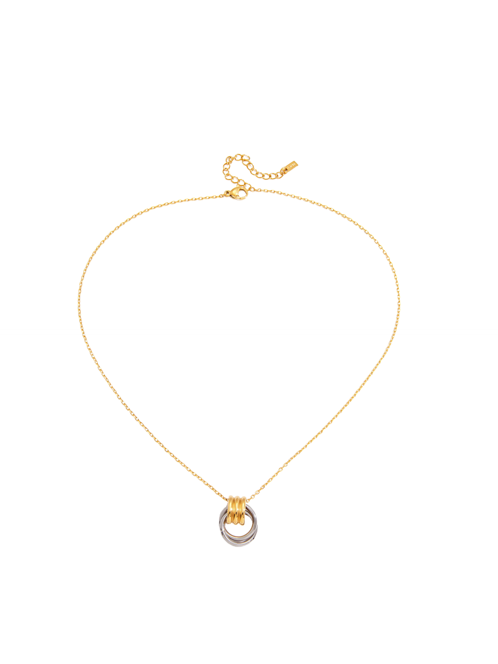 Collar Con Dije Triple Linea Circulo Combinado